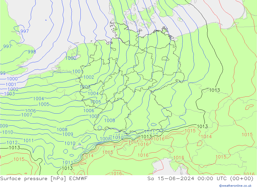 地面气压 ECMWF 星期六 15.06.2024 00 UTC