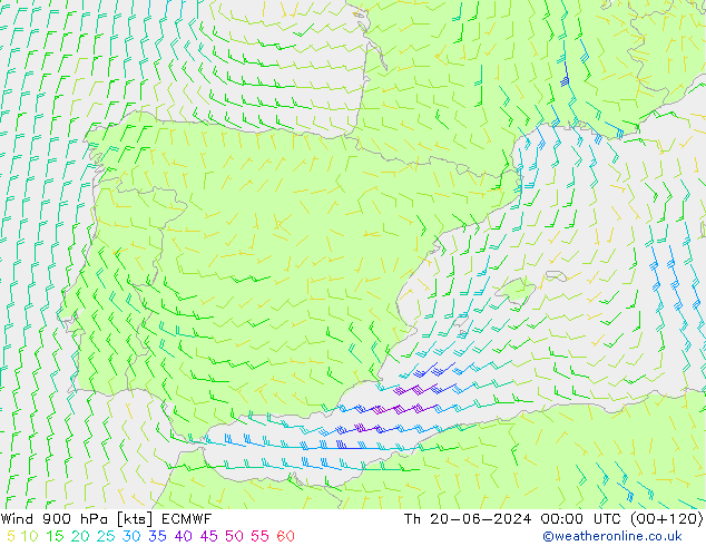 Wind 900 hPa ECMWF Th 20.06.2024 00 UTC