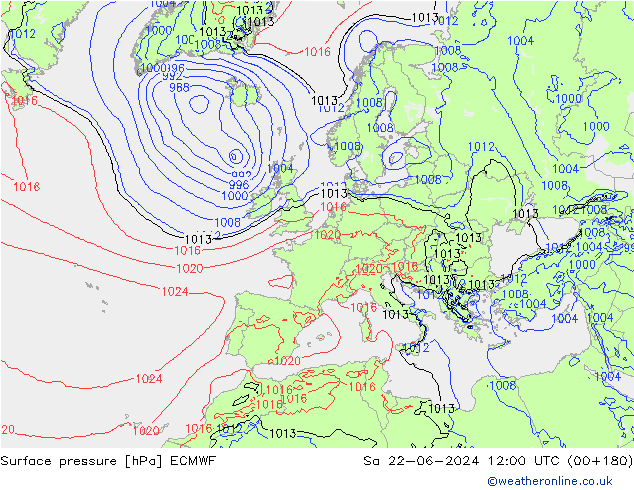приземное давление ECMWF сб 22.06.2024 12 UTC