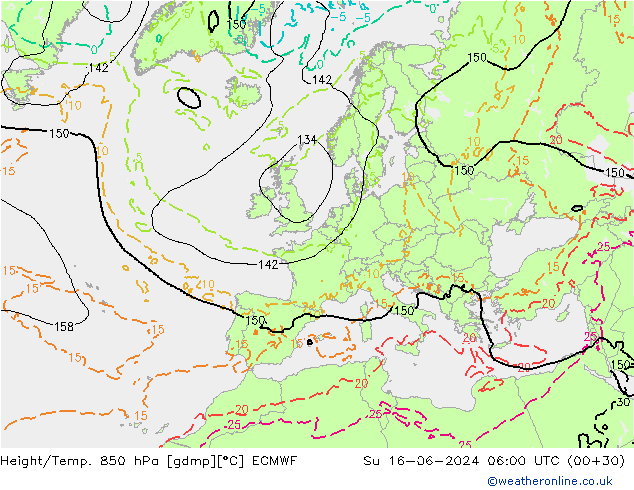 Height/Temp. 850 hPa ECMWF Su 16.06.2024 06 UTC