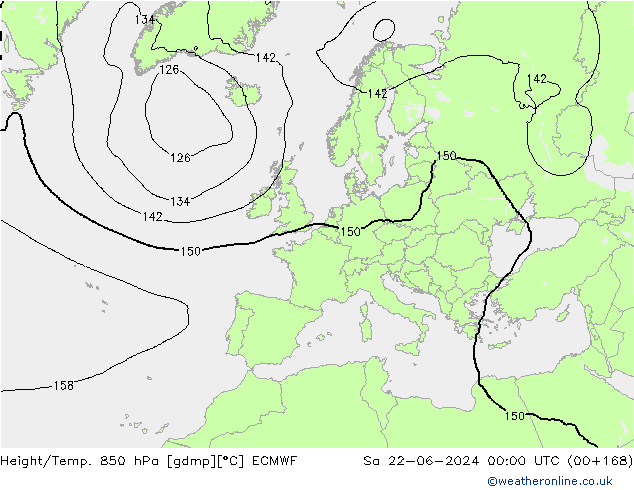 Z500/Rain (+SLP)/Z850 ECMWF сб 22.06.2024 00 UTC