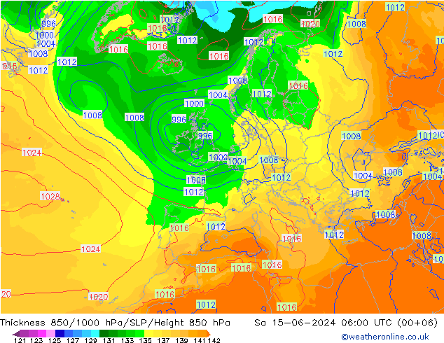 Thck 850-1000 hPa ECMWF Sa 15.06.2024 06 UTC