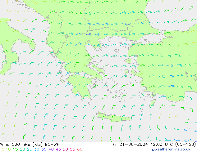 Wind 500 hPa ECMWF Fr 21.06.2024 12 UTC