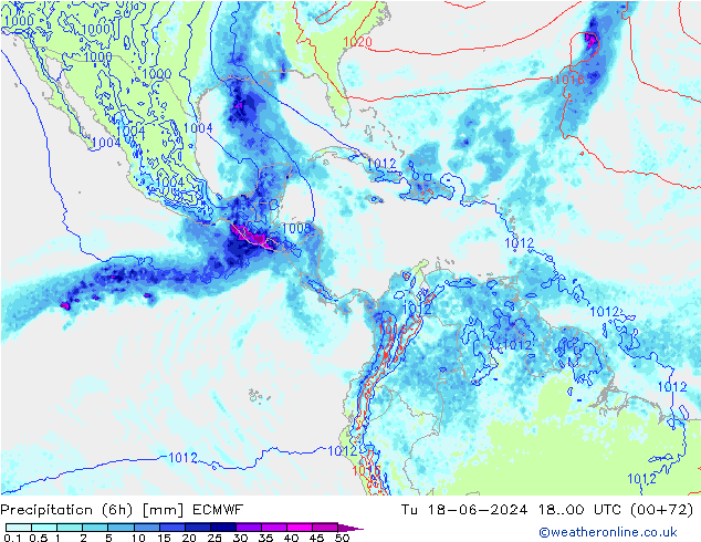 Precipitação (6h) ECMWF Ter 18.06.2024 00 UTC