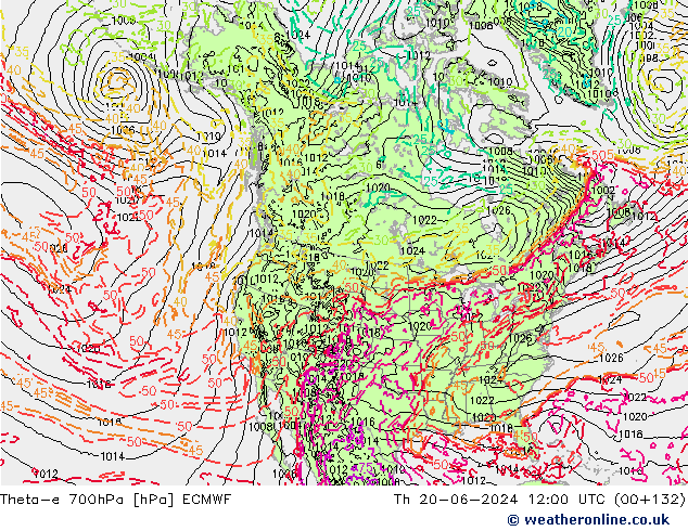 Theta-e 700hPa ECMWF Th 20.06.2024 12 UTC