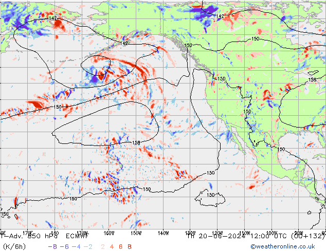 T-Adv. 850 hPa ECMWF gio 20.06.2024 12 UTC