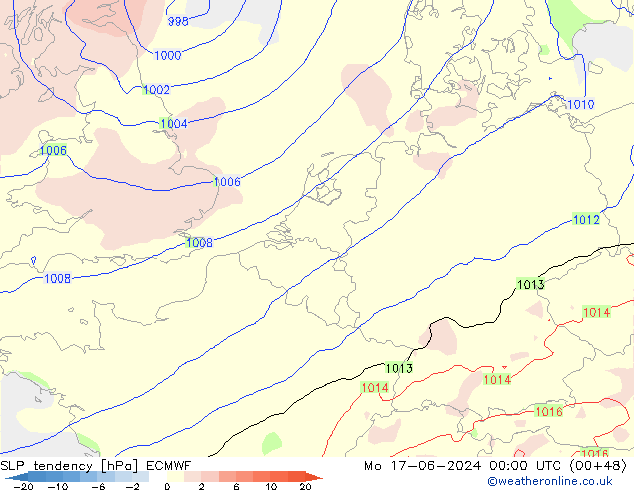 Tendencia de presión ECMWF lun 17.06.2024 00 UTC