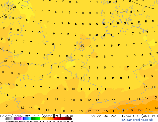 Z500/Regen(+SLP)/Z850 ECMWF za 22.06.2024 12 UTC