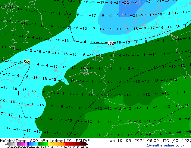 Z500/Rain (+SLP)/Z850 ECMWF  19.06.2024 06 UTC