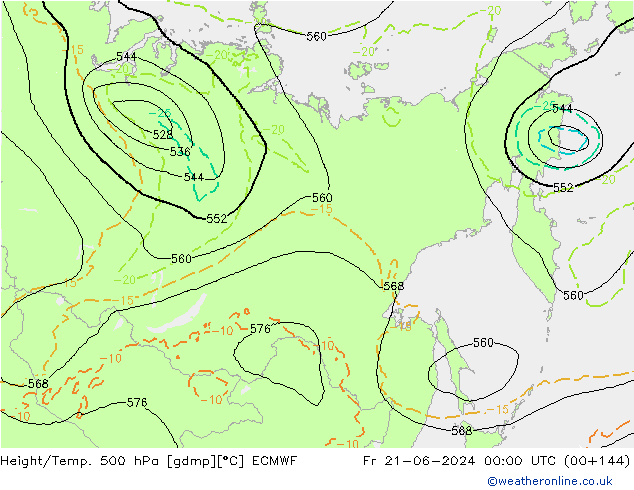 Z500/Regen(+SLP)/Z850 ECMWF vr 21.06.2024 00 UTC