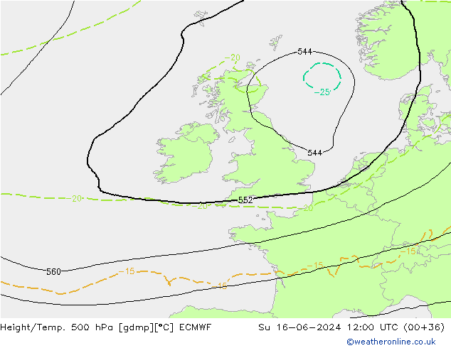 Z500/Rain (+SLP)/Z850 ECMWF Ne 16.06.2024 12 UTC