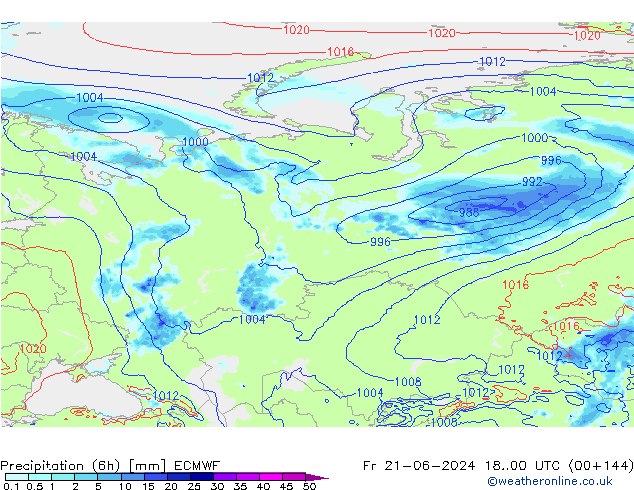 Z500/Rain (+SLP)/Z850 ECMWF  21.06.2024 00 UTC