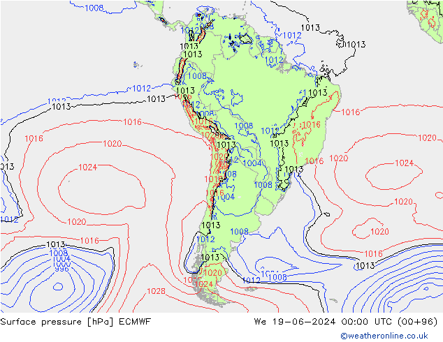 ciśnienie ECMWF śro. 19.06.2024 00 UTC