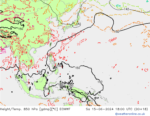 Height/Temp. 850 hPa ECMWF  15.06.2024 18 UTC
