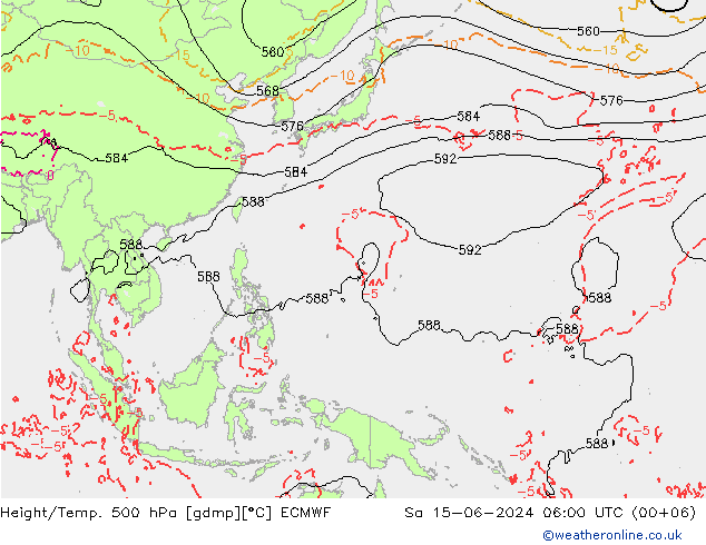 Z500/Rain (+SLP)/Z850 ECMWF сб 15.06.2024 06 UTC
