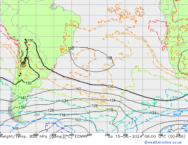 Z500/Rain (+SLP)/Z850 ECMWF sam 15.06.2024 06 UTC
