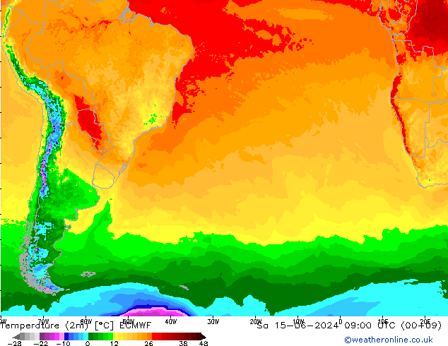карта температуры ECMWF сб 15.06.2024 09 UTC
