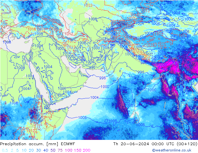Precipitation accum. ECMWF  20.06.2024 00 UTC