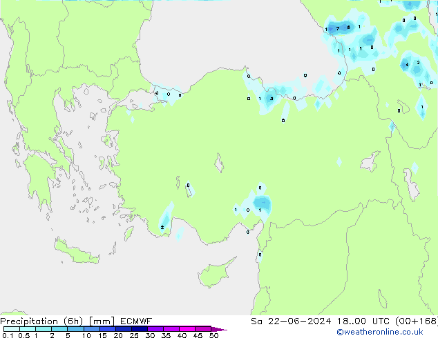 Yağış (6h) ECMWF Cts 22.06.2024 00 UTC