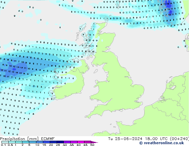 Précipitation ECMWF mar 25.06.2024 00 UTC