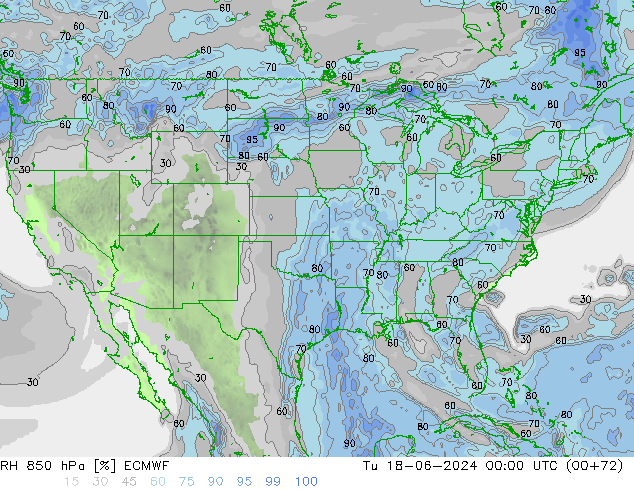 RH 850 hPa ECMWF  18.06.2024 00 UTC