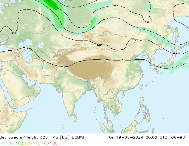 Corriente en chorro ECMWF mié 19.06.2024 00 UTC