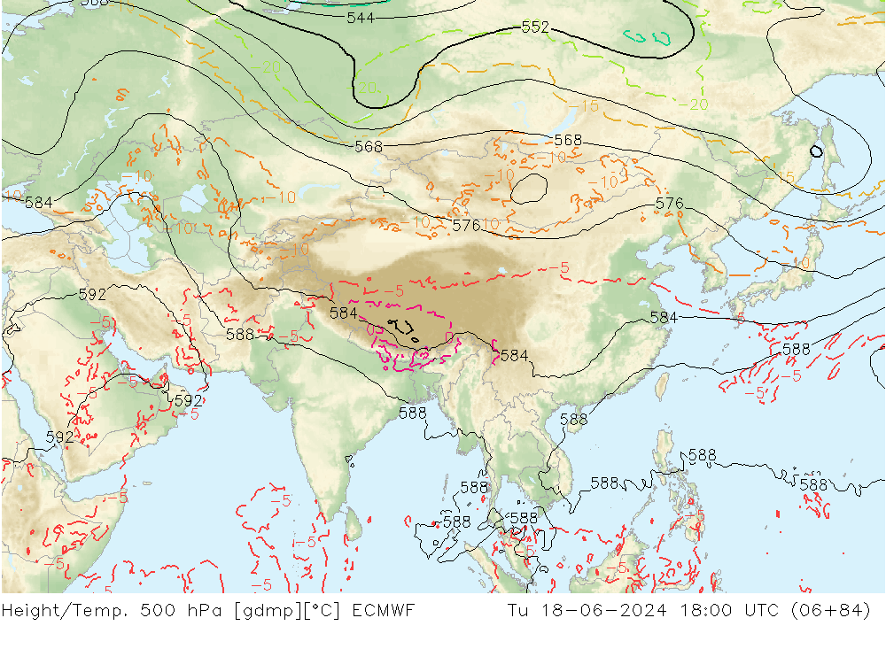 Z500/Regen(+SLP)/Z850 ECMWF di 18.06.2024 18 UTC