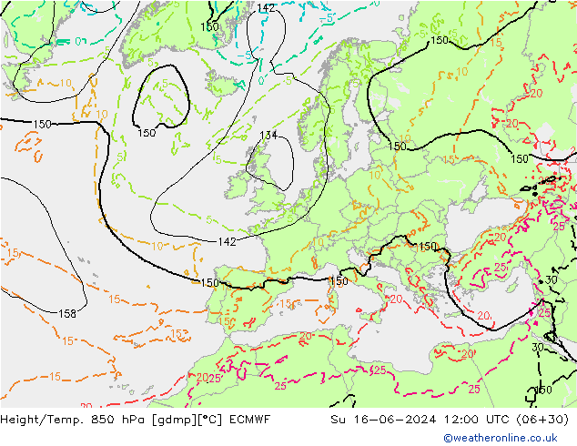 Z500/Rain (+SLP)/Z850 ECMWF  16.06.2024 12 UTC