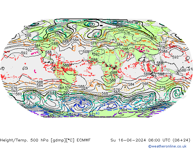 Z500/Rain (+SLP)/Z850 ECMWF Su 16.06.2024 06 UTC