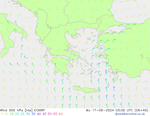 Wind 900 hPa ECMWF Mo 17.06.2024 03 UTC