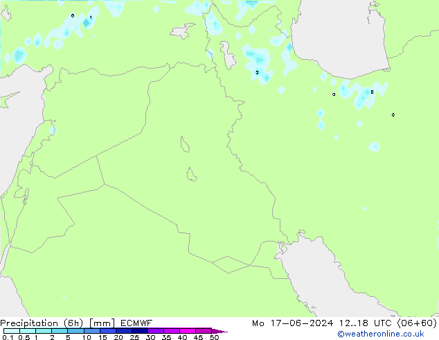 Precipitation (6h) ECMWF Po 17.06.2024 18 UTC