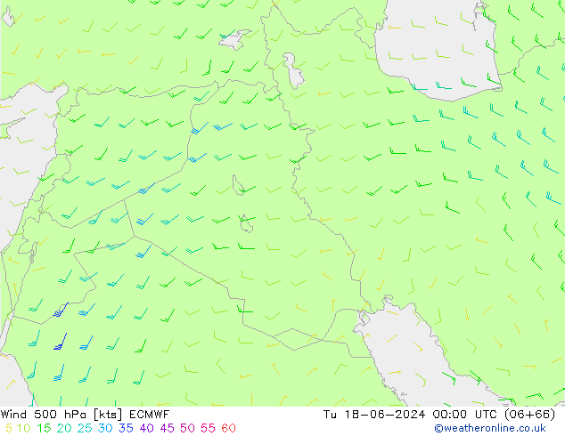 Wind 500 hPa ECMWF di 18.06.2024 00 UTC