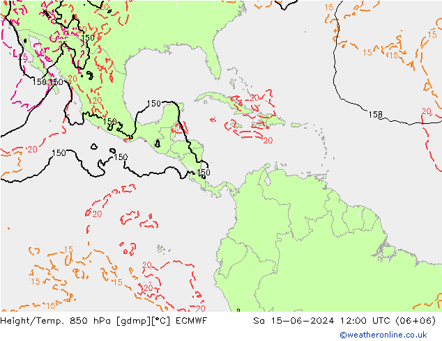 Z500/Rain (+SLP)/Z850 ECMWF Sa 15.06.2024 12 UTC