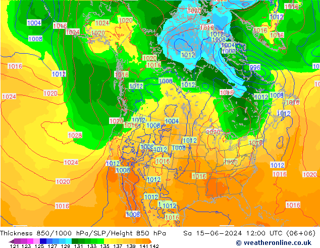 Schichtdicke 850-1000 hPa ECMWF Sa 15.06.2024 12 UTC