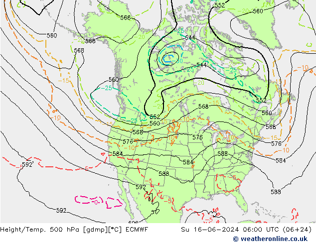 Z500/Rain (+SLP)/Z850 ECMWF nie. 16.06.2024 06 UTC