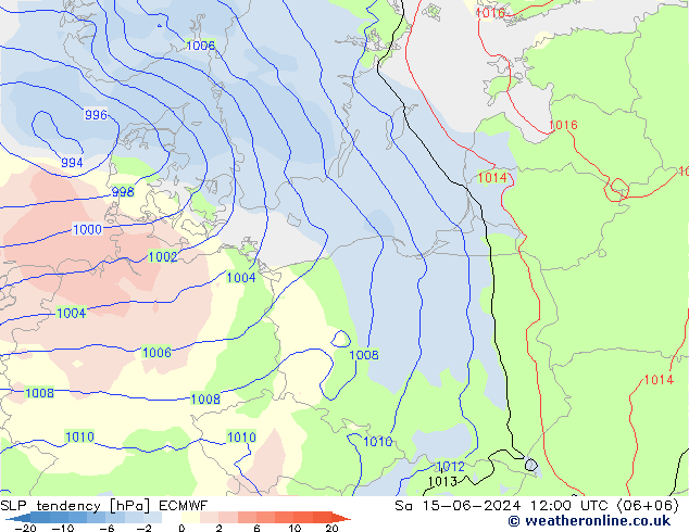 Druktendens (+/-) ECMWF za 15.06.2024 12 UTC