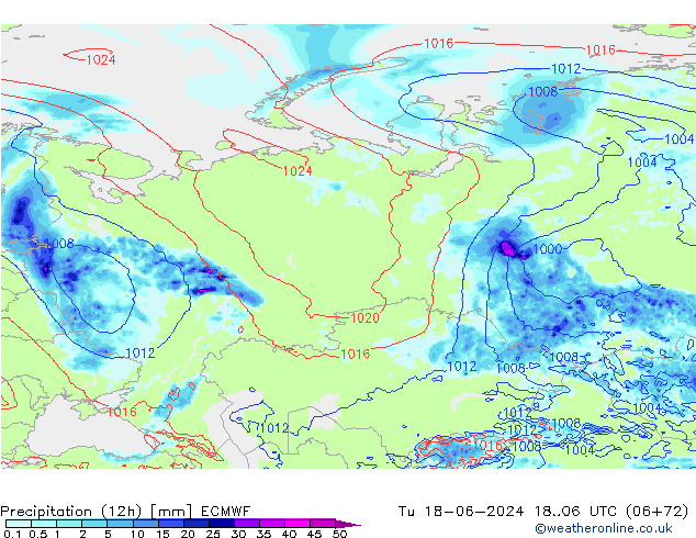 Precipitação (12h) ECMWF Ter 18.06.2024 06 UTC