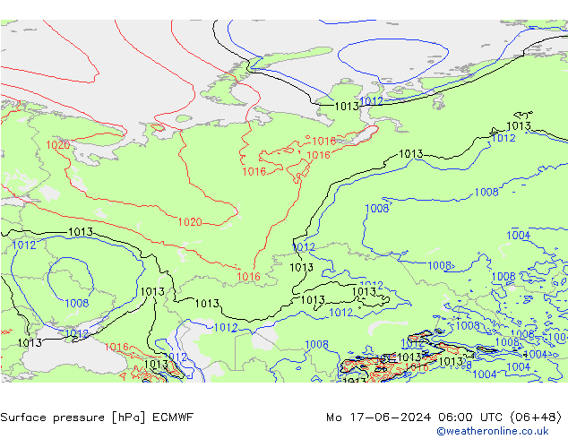 ciśnienie ECMWF pon. 17.06.2024 06 UTC