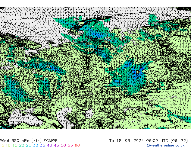 Wind 850 hPa ECMWF di 18.06.2024 06 UTC