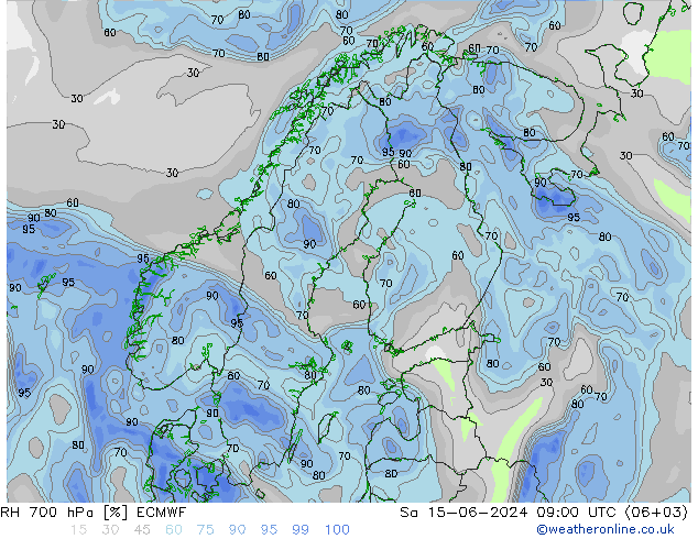 RV 700 hPa ECMWF za 15.06.2024 09 UTC