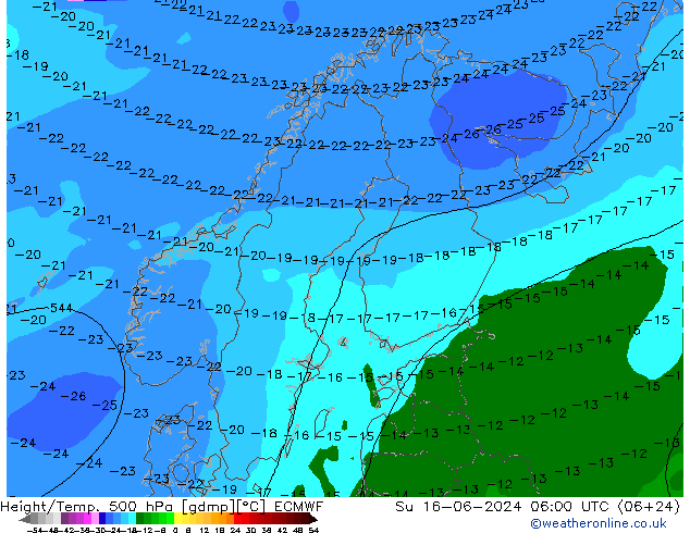 Z500/Regen(+SLP)/Z850 ECMWF zo 16.06.2024 06 UTC