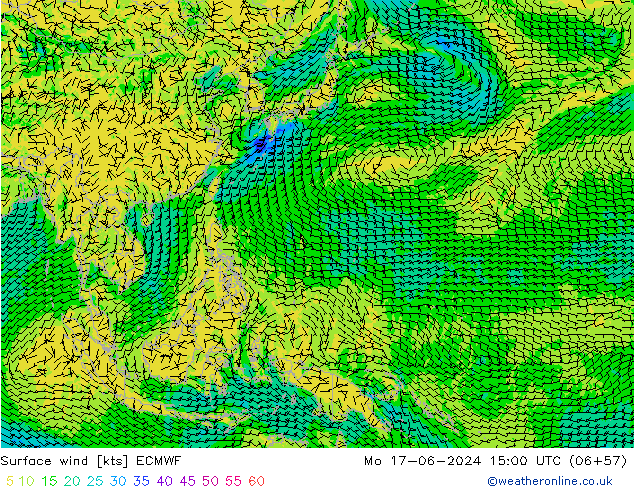 Surface wind ECMWF Mo 17.06.2024 15 UTC