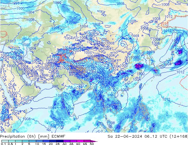 Z500/Rain (+SLP)/Z850 ECMWF Sa 22.06.2024 12 UTC