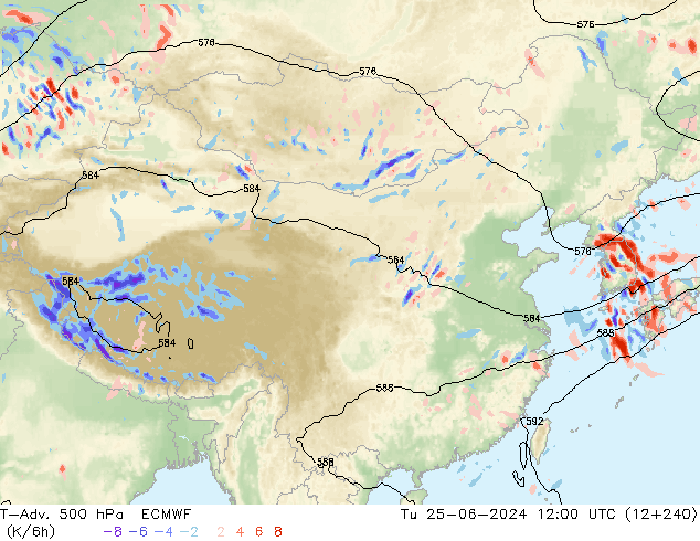 T-Adv. 500 hPa ECMWF 星期二 25.06.2024 12 UTC