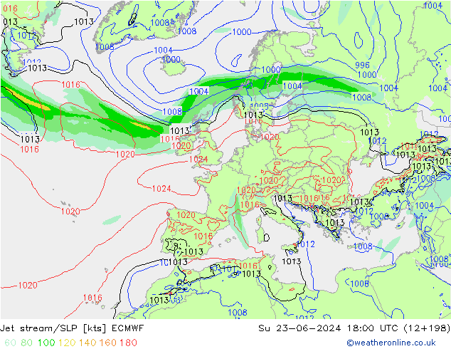 Jet stream/SLP ECMWF Su 23.06.2024 18 UTC