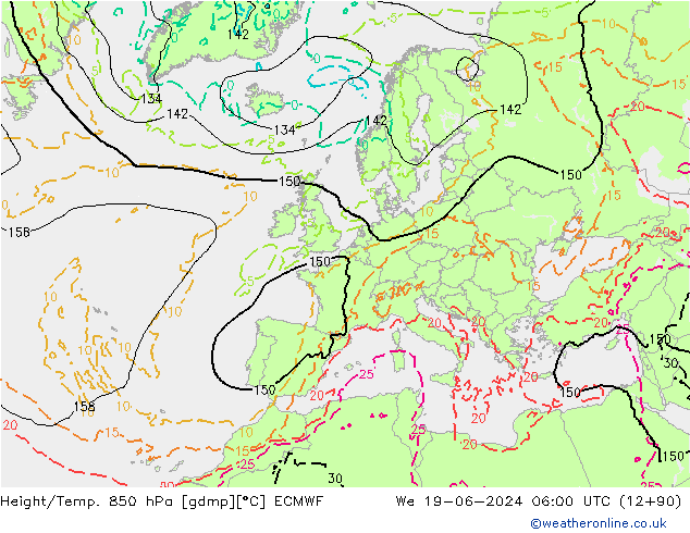 Z500/Rain (+SLP)/Z850 ECMWF mié 19.06.2024 06 UTC