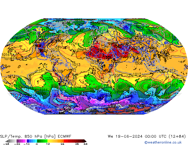 SLP/Temp. 850 hPa ECMWF Mi 19.06.2024 00 UTC