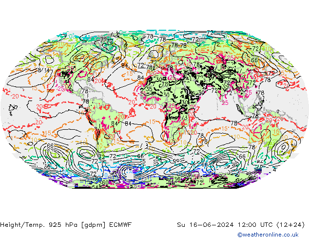 Height/Temp. 925 hPa ECMWF So 16.06.2024 12 UTC