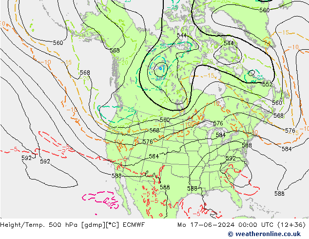 Z500/Rain (+SLP)/Z850 ECMWF пн 17.06.2024 00 UTC