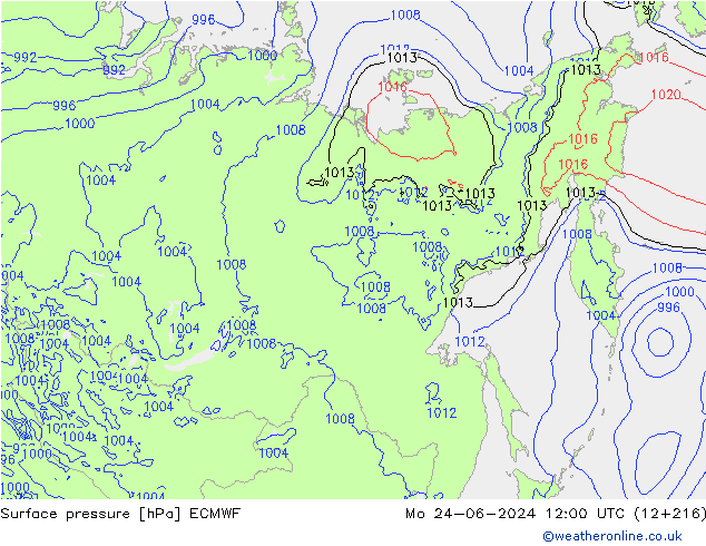 pression de l'air ECMWF lun 24.06.2024 12 UTC